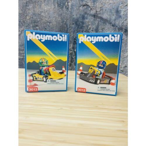 Vintage 1998 Playmobil 3012 Black Go-kart 3013 Yellow Go-kart Sets
