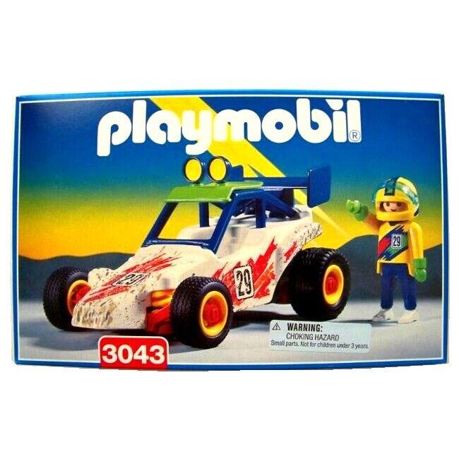 Playmobil 3043 White Blue Race Car Dune Buggy Mud Rally Offroad Cross