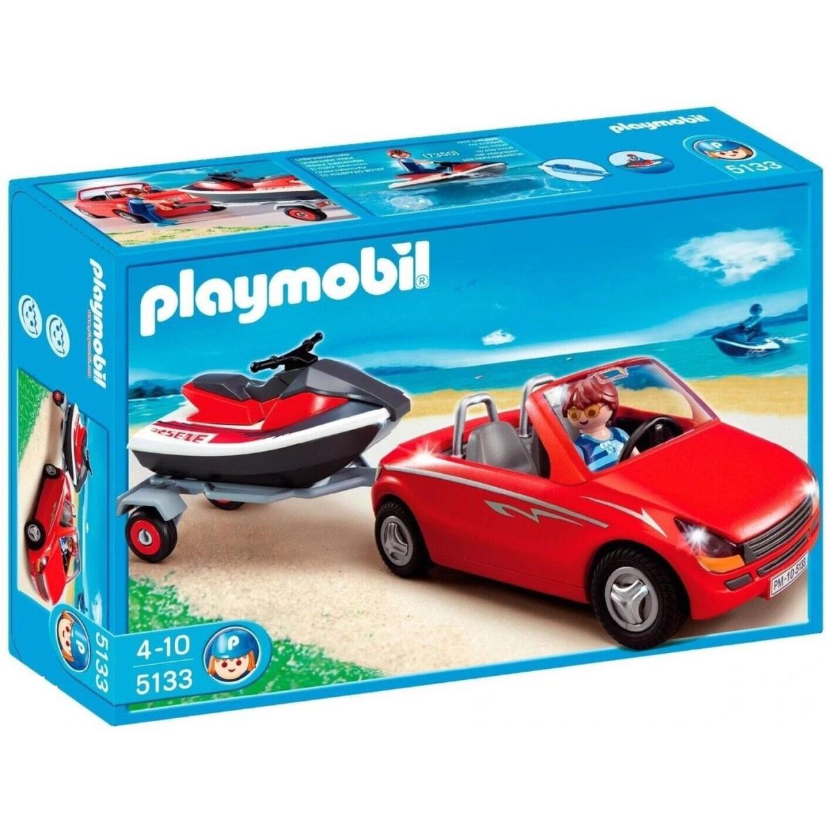 Playmobil Toy Play Set 5133 Red Convertible Sports Car with Jetski
