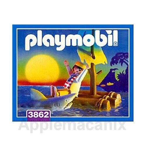 Playmobil Toy Set 3862 Pirate Castaway with Raft and Shark Ocean Figure Sail