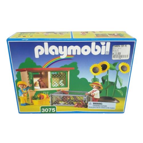 Vintage 1999 Playmobil Rabbit Hutch Flowers 3075 Complete