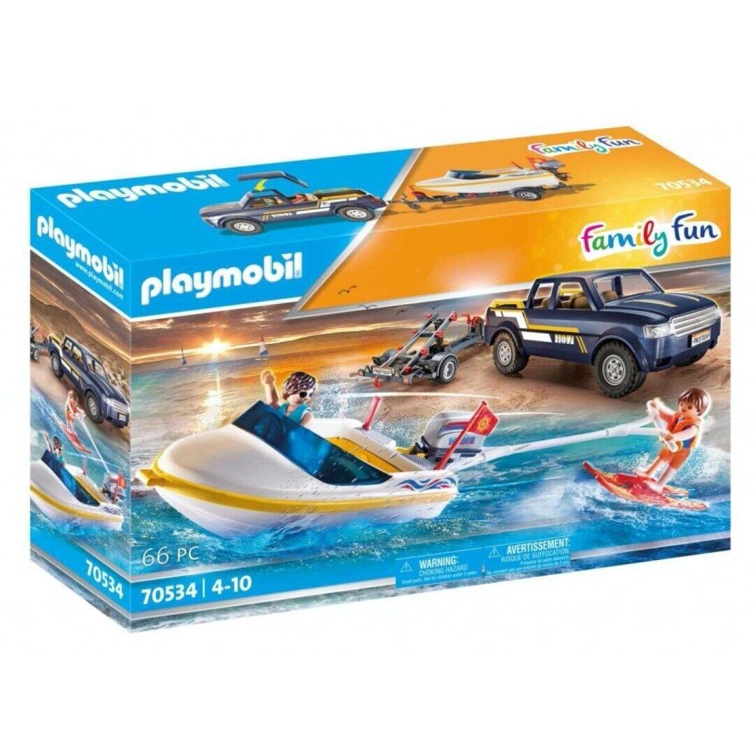 Playmobil 70534 Family Fun: Pick-up with Motor Boat