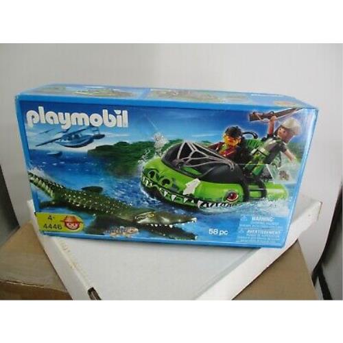 Playmobil Toy 58 Piece Set Alligator Hunters Water Craft Model 4446