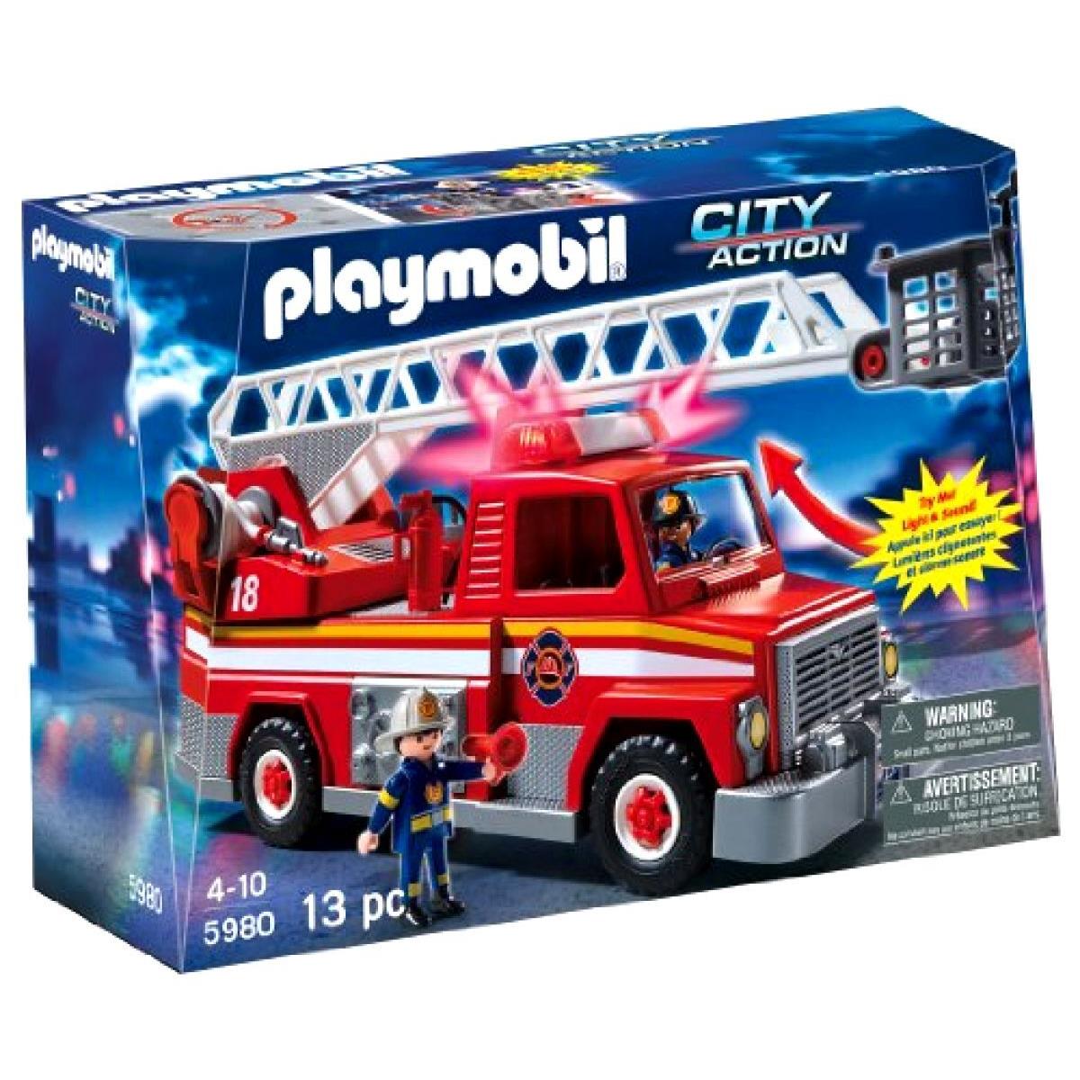 Firetruck Car Toy Playmobil Rescue Ladder Unit Figures Kids City Action