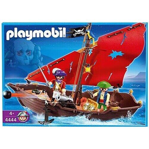 Playmobil 4444 Pirate Dinghy Small Boat Sailboat Treasure with Cannon