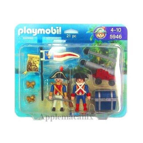 Playmobil 5946 Redcoat British 2 Soliders with Cannon Chest Blister Figures