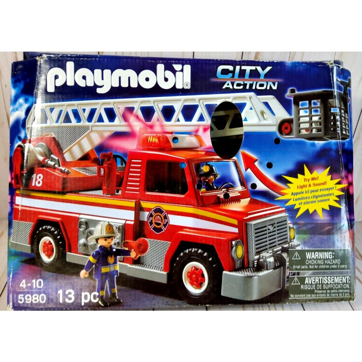 Playmobil City Action--rescue Ladder Unit Firetruck Set 5980