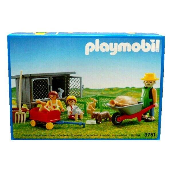 Playmobil 3751 Rabbit Hutch with Wagon Wheelbarrow Fence Animals