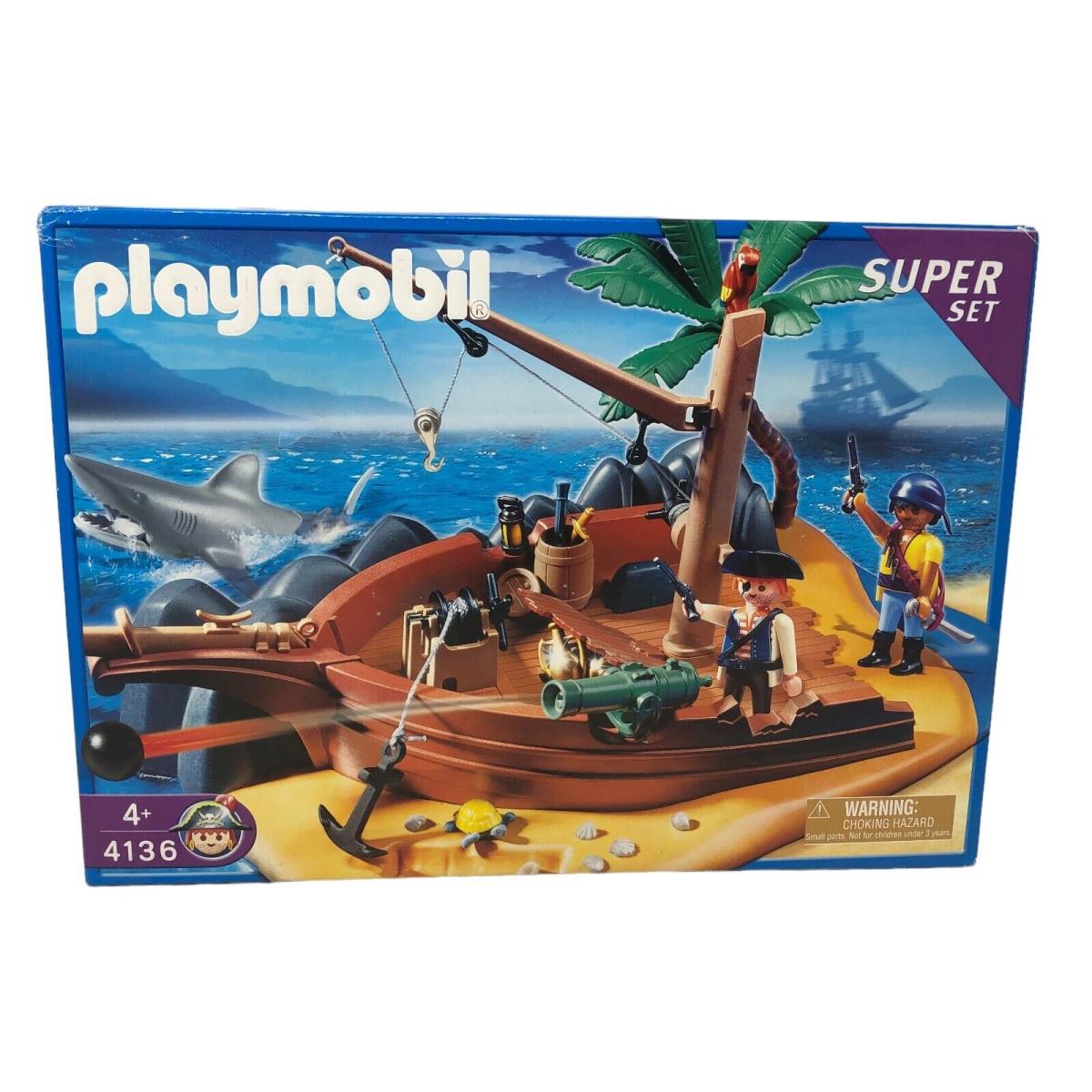 Playmobil 4136 Pirate Island Super Set Shipwrecked Ship Shark Cannon Gold