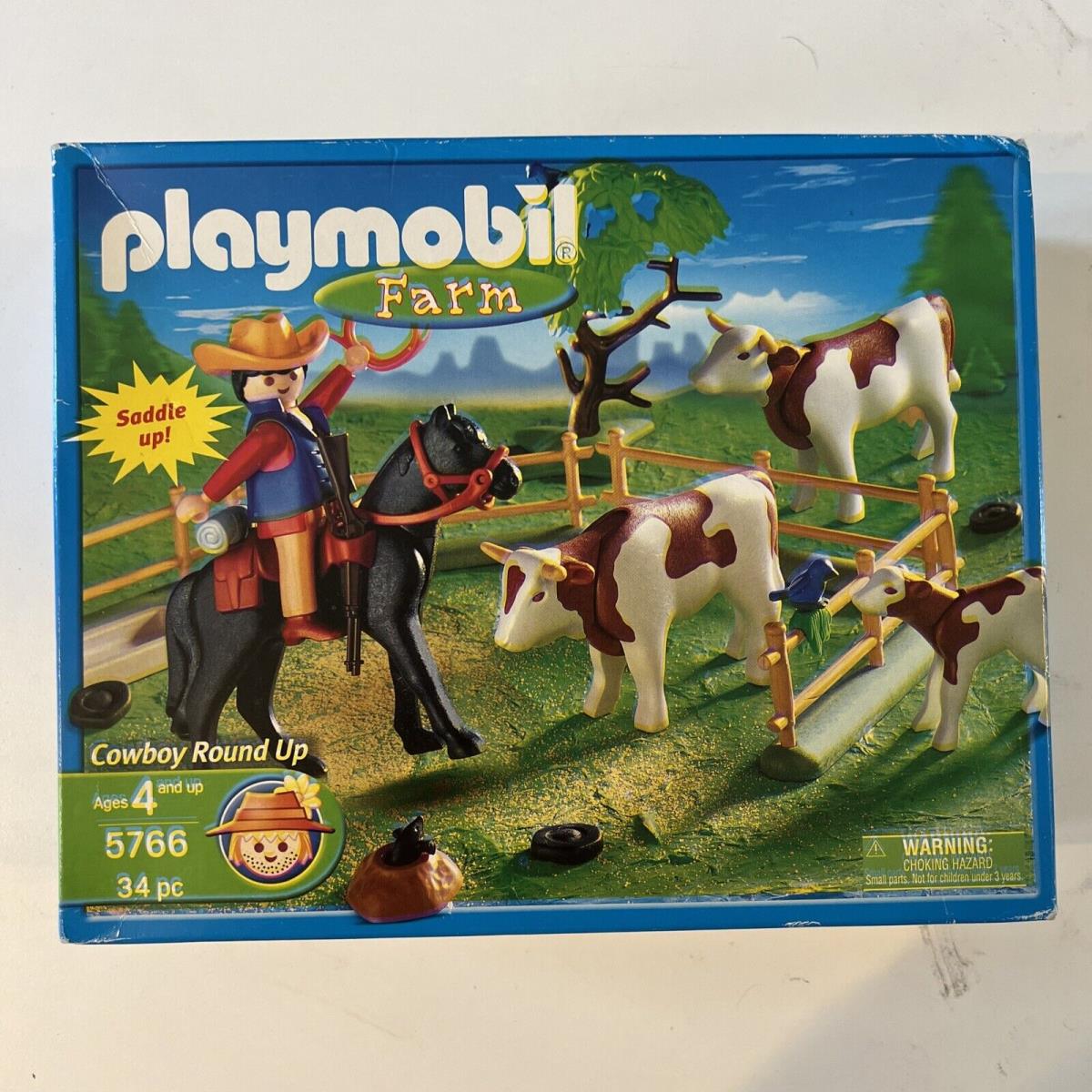 Playmobil Farm 5766 Cowboy Round Up w/ Cows Horse 34pc