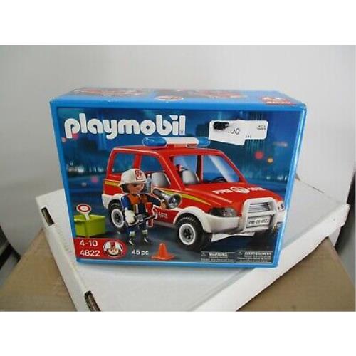 2004 Playmobil Toy 45 Piece Set Fire Rescue Worker Truck Model 4822