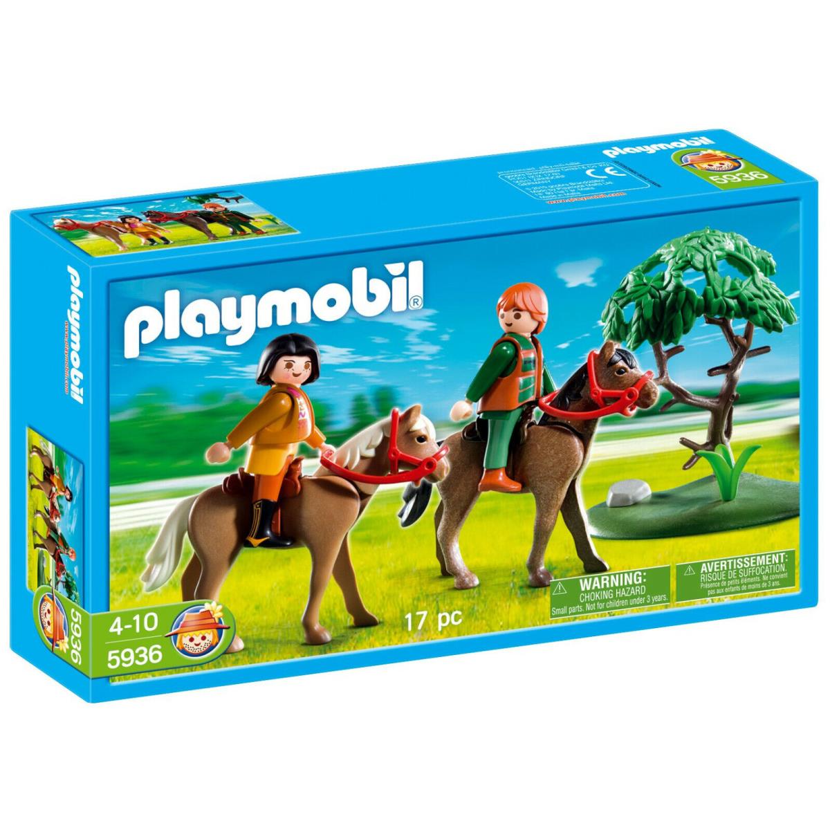 Playmobil 5936 Pony Farm Horses Riders Horseback Brown Country