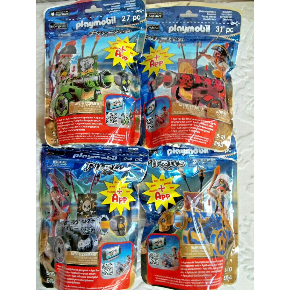 Playmobil Interactive Cannon w Pirate Lot OF 4 6162 6163 6164 6165 IN Bags
