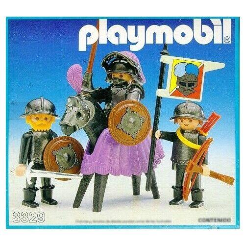 Playmobil 3329 Knight Squire Set Purple Horse 3 Figures Flag Figures