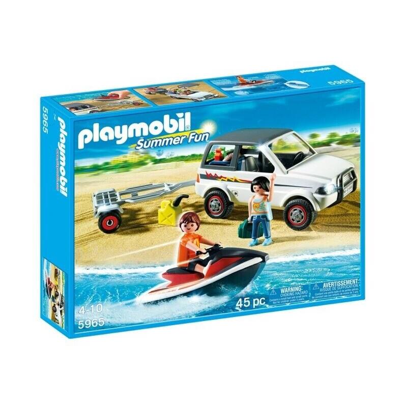 Playmobil 5965 Family Suv Vehicle W/jet Ski 2 Figures Trailer Water Craft