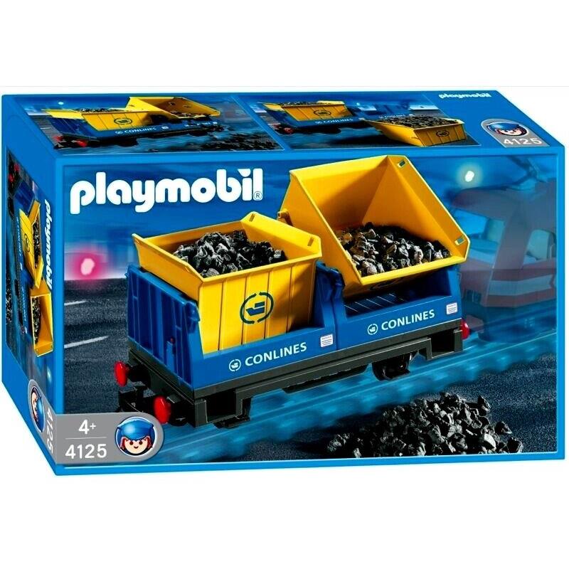 Playmobil 4125 Tipping Wagon Train Car Coal Hopper Set