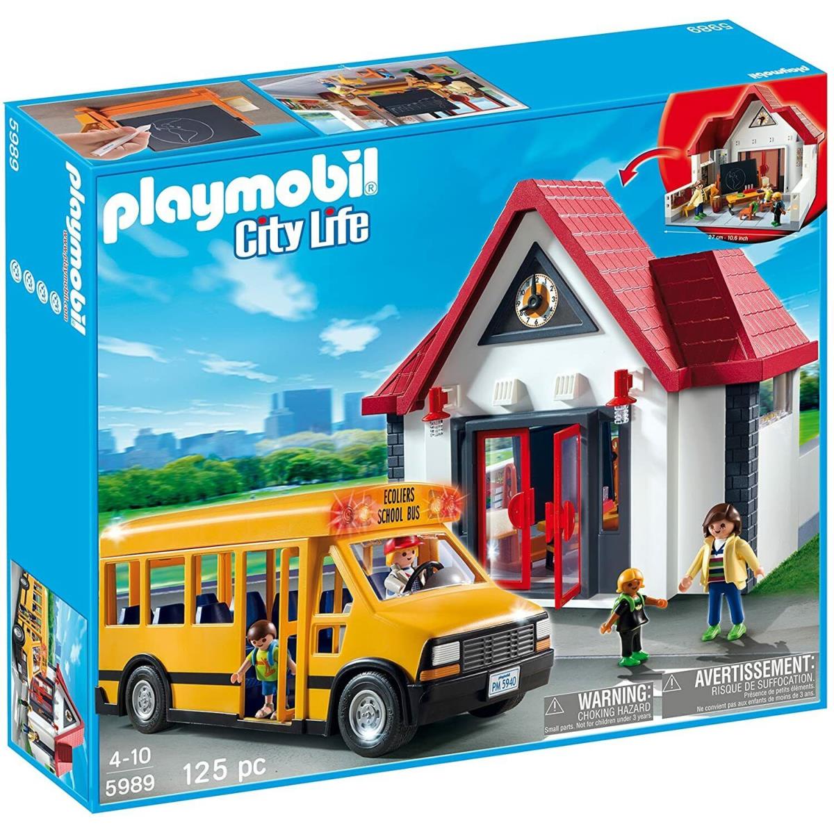 Playmobil 5989 School House Bus Classroom City Life 125 Piece Set