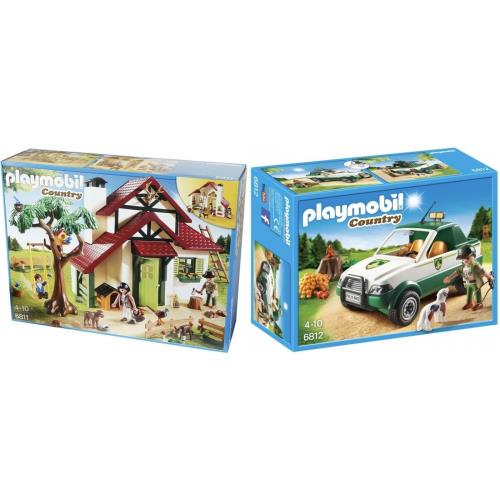 Playmobil Country Forest Ranger`s House Set 6811 and Pick Up Truck Set
