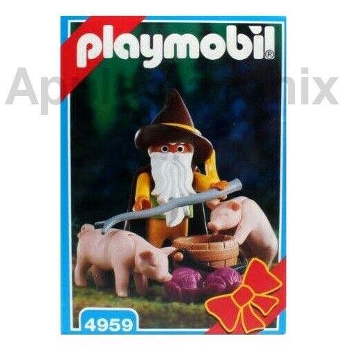 Playmobil 4959 Gnome Toy Set Yellow Farmer Beard Pigs Brown