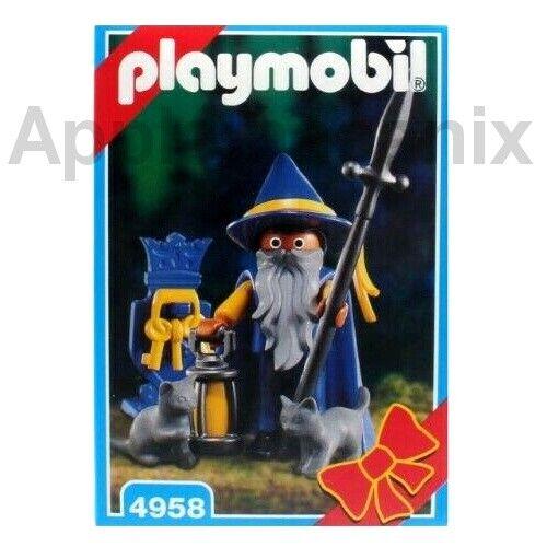 Playmobil 4958 Gnome Toy Set Blue Guard Wizard Dwarf Beard Cat Factry