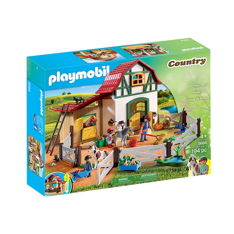 Playmobil 5684 Pony Farm Horses Toy Set Stable Barn Paddock W/figures