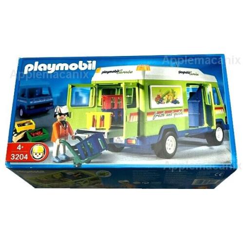 Playmobil 3204 Grocery Delivery Van Green Supermarket Produce Van