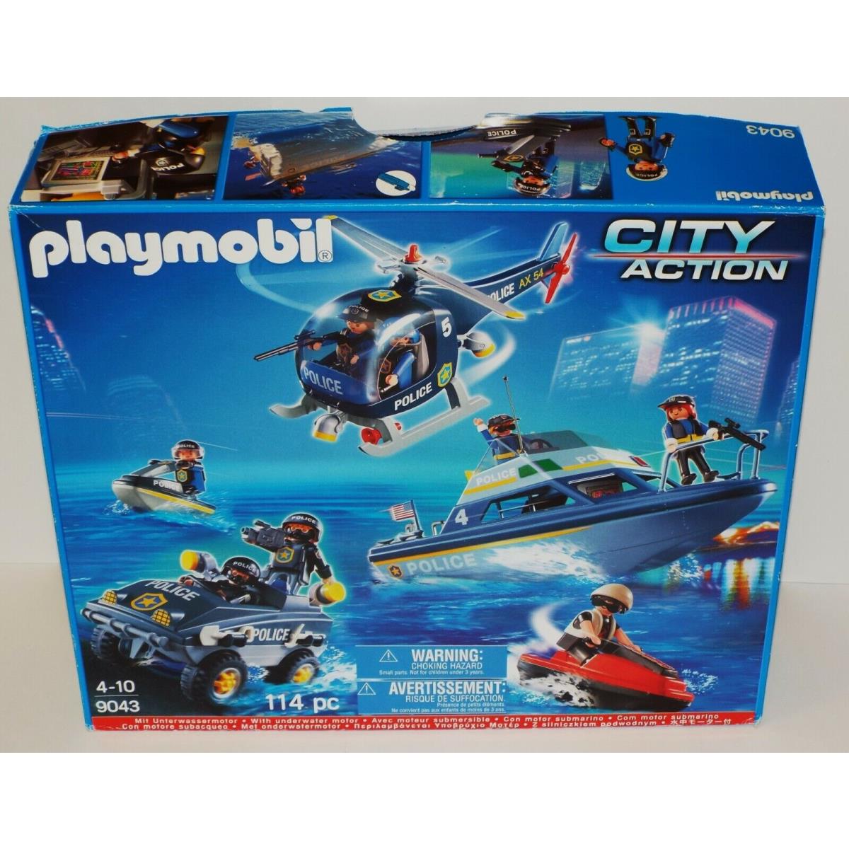 Playmobil 9043 City Action Police 5 Vehicle Playset Boat Jet Ski Helicopter