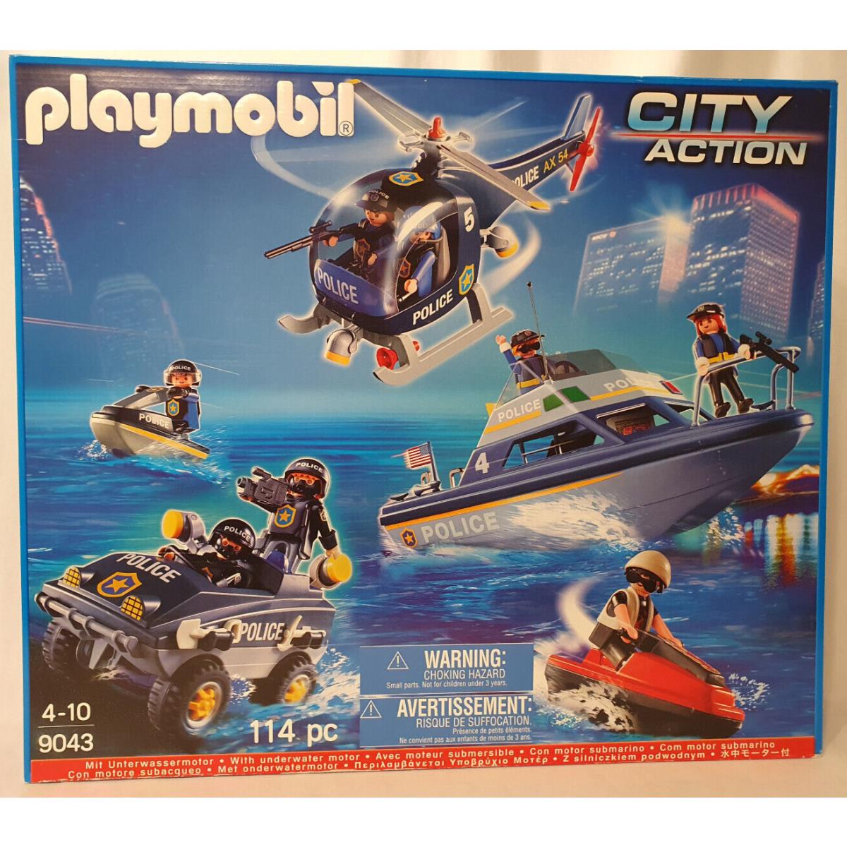 Playmobil 9043 City Action Police 5 Vehicle Playset Boat Jet Ski Helicopter