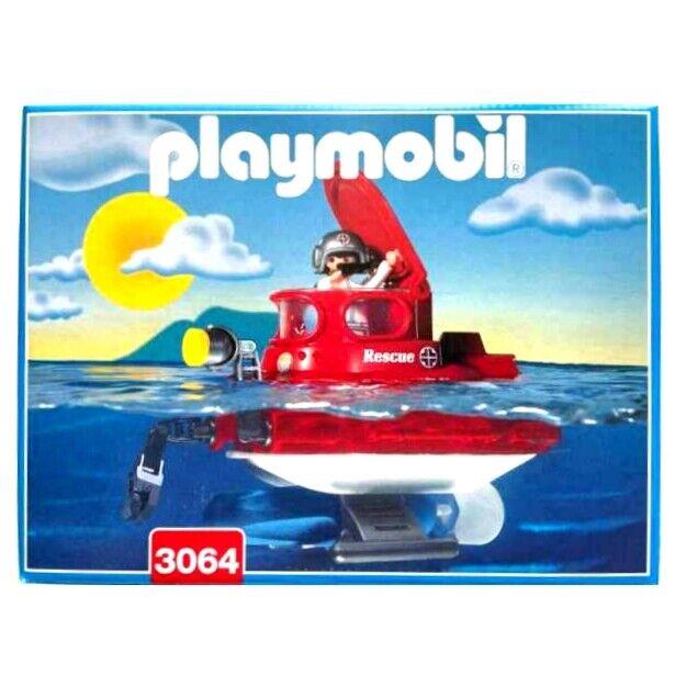 Playmobil 3064 Submarine Rescue Set Red Submersible with Pump Water Toy Set