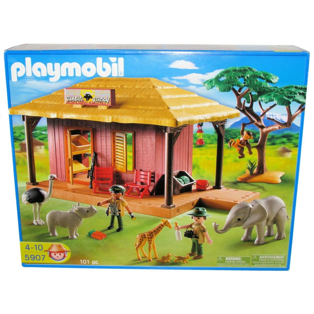 Playmobil 5907 African Safari Rangers Hut Oambati Care Station Baby Elephant