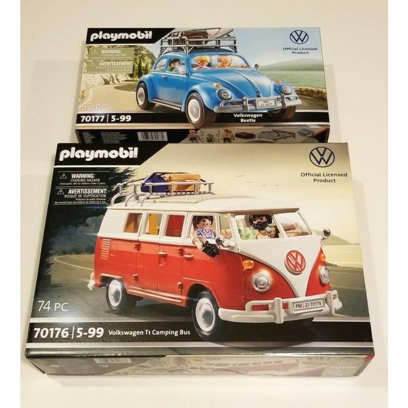 Playmobil 70177 Volkswagen Beetle 70176 T1 Camping Bus 2021 VW Official