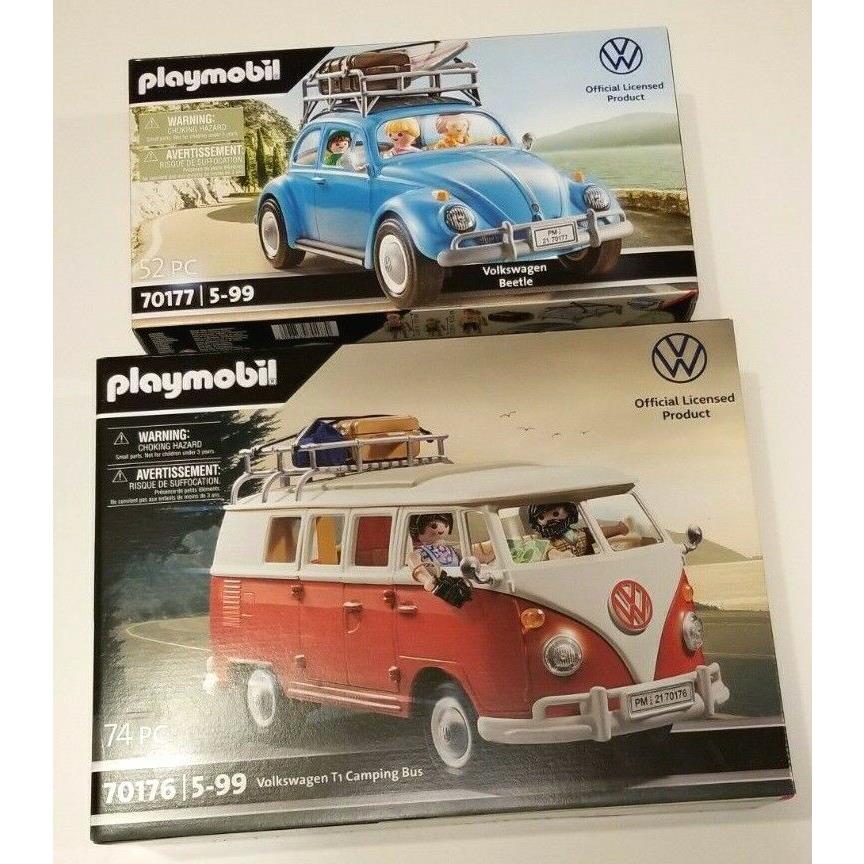 Playmobil 70177 Volkswagen Beetle 70176 T1 Camping Bus 2021 VW Official