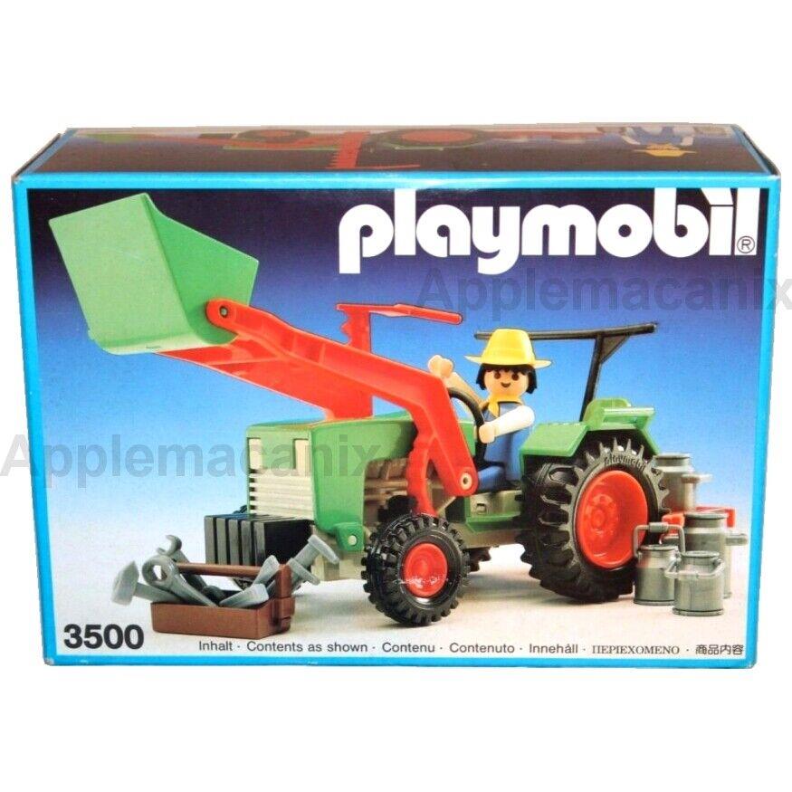 Playmobil 3500 Farm Tractor Green Farmers Farming W/scoop Milk Cans Tools