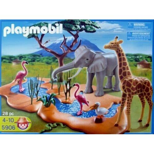 Playmobil 5906 Wild Safari Watering Hole Wildlife Elephant Giraffe Flamingo