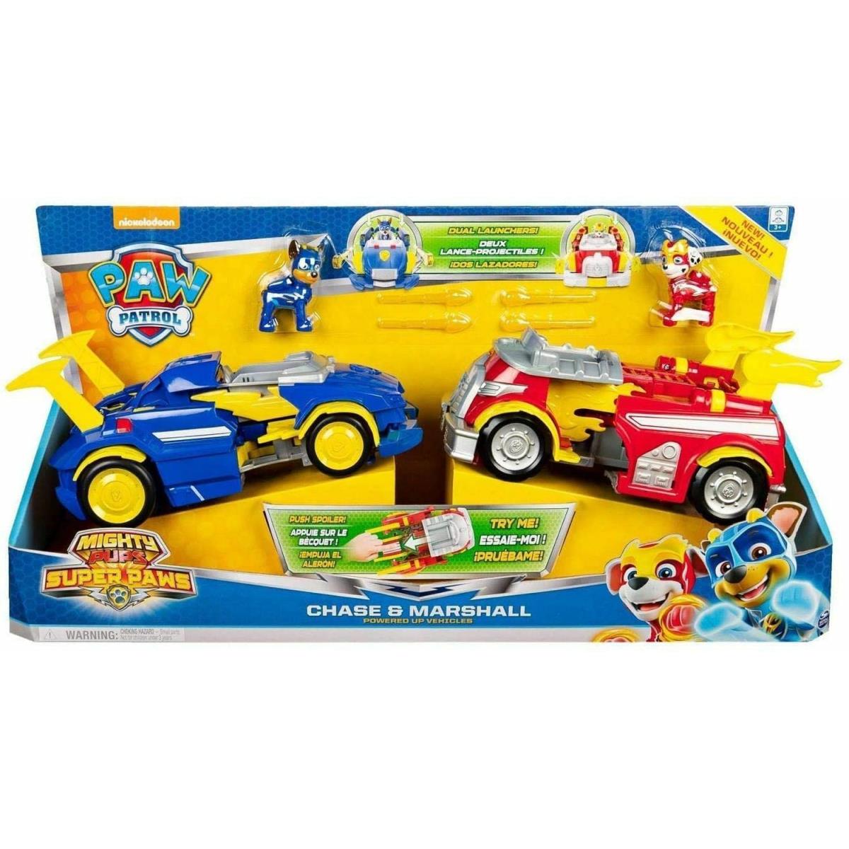 Paw Patrol Mighty Super Pups Marshall and Chase Powered Up 2 Vehicle Set