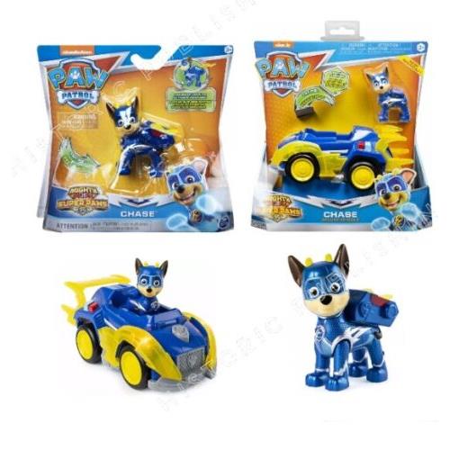 Paw Patrol Mighty Pups Super Paws Set Chase Figure and Chase Deluxe Vehicle