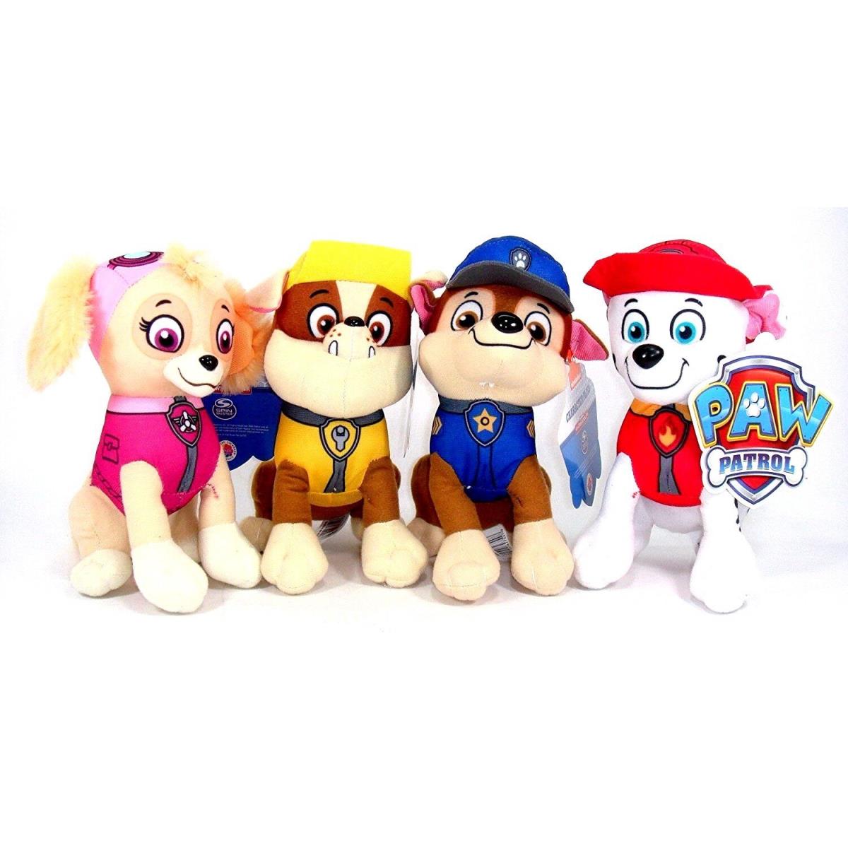 8 Paw Patrol Plush Stuffed Animal Toy Set: Chase Rubble Marshall Skye