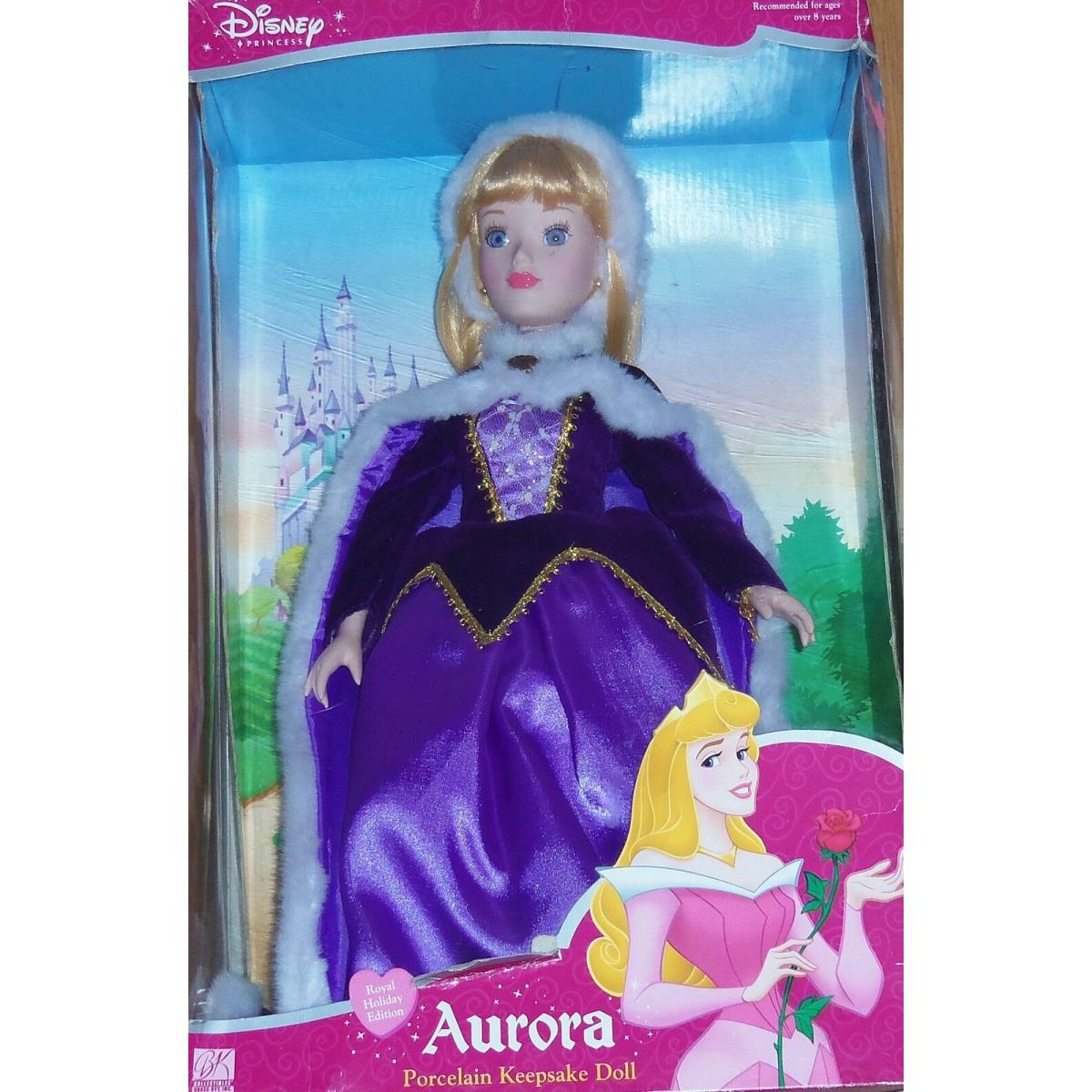 Disney Princess Aurora Porcelain Doll Brass Key Sleeping Beauty Royal Holiday