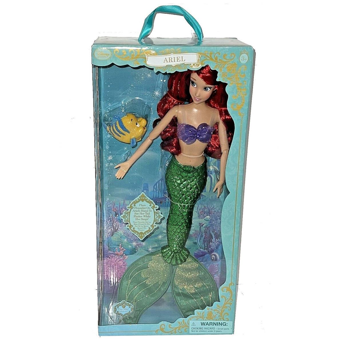 Disney Store Ariel The Little Mermaid 17 Singing Princess Doll Flounder - Doll Hair: Red, Doll Eye: Blue