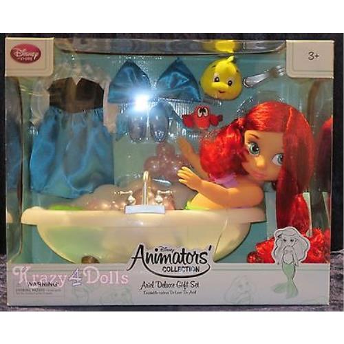 Disney Animators` Collection 16 Toddler Doll Ariel Bath Tub Deluxe Gift Set