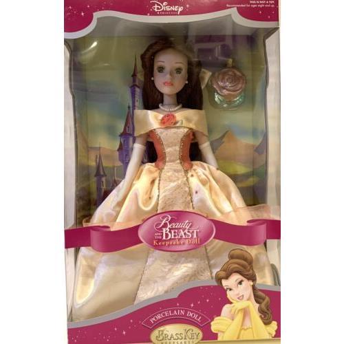 Disney Princess Belle Brass Key Keepsake Porcelain Doll Prestine 04