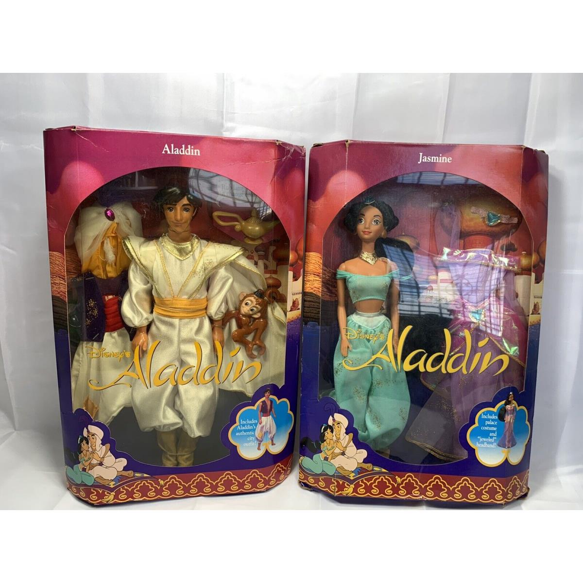 1992 Disney`s Aladdin Jasmine Large Figure - Aladdin with Abu Monkey / Jasmine