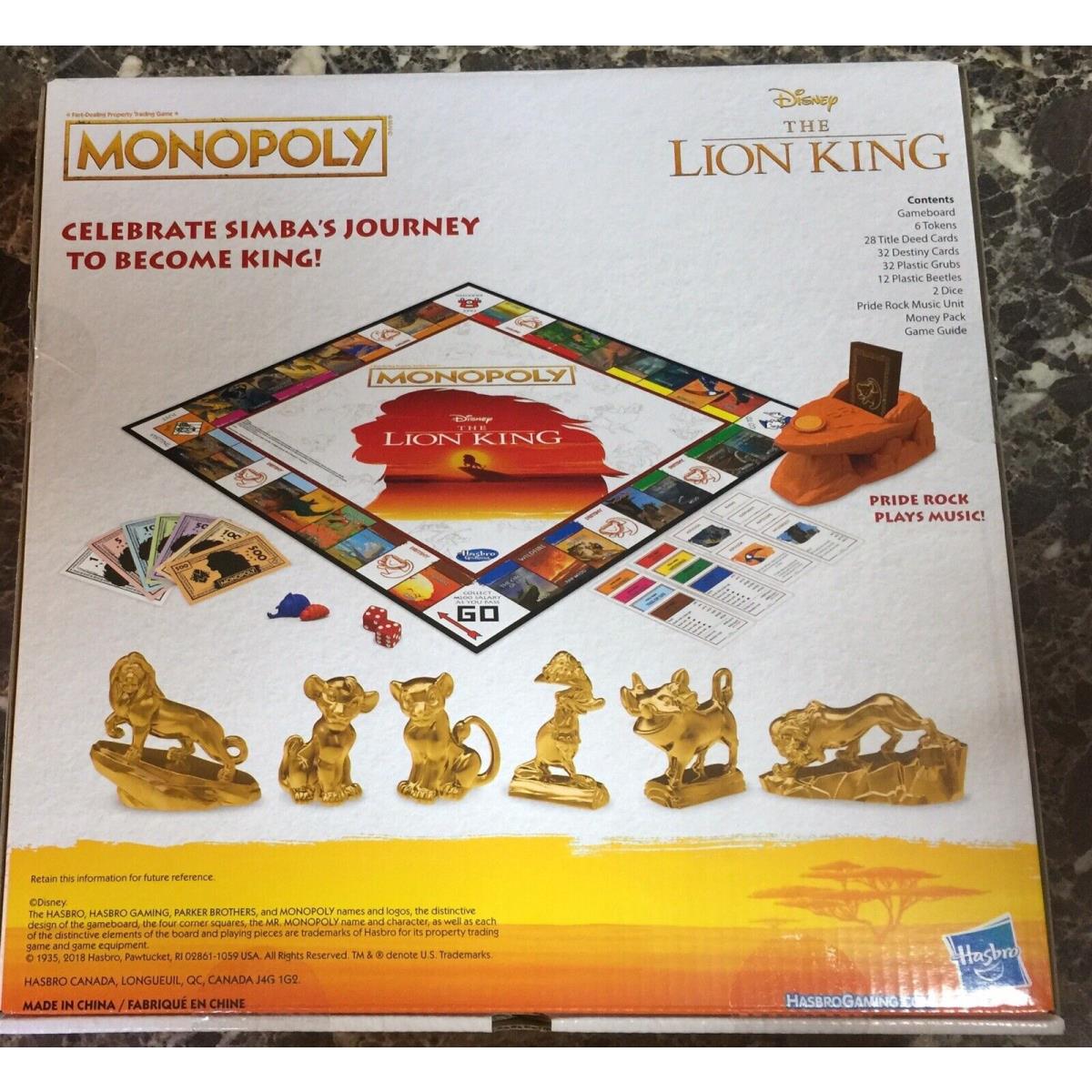 Monopoly Disney Lion King Special Edition Board Game Limited Ed
