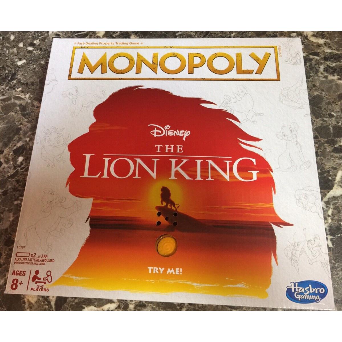 Monopoly Disney Lion King Special Edition Board Game Limited Ed