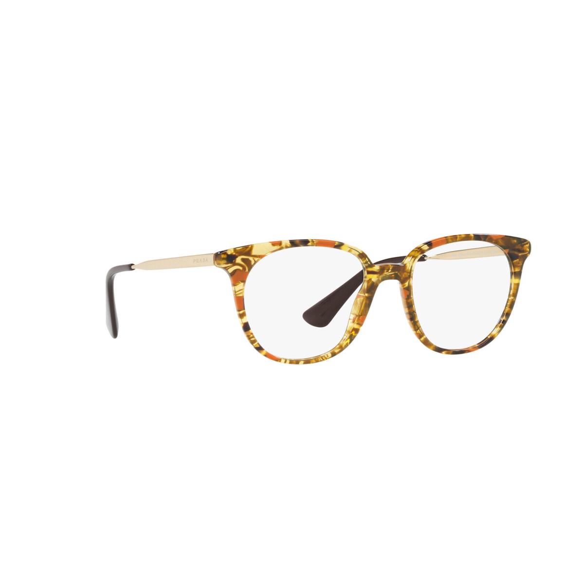 Prada Vpr 13U KJN-1O1 Round Striped Brown Orange Eyeglasses 50-18-140 VPR13U RX - Orange, Frame: Brown, Lens: Clear