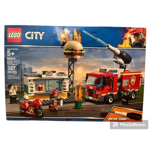 Lego City: Burger Bar Fire Rescue 60214 Building Kit 327 Pcs Retired Set Stem