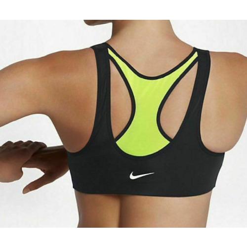 Nike Women`s Zip Dri-fit Medium Support Sports Bra Black Volt 858429-010