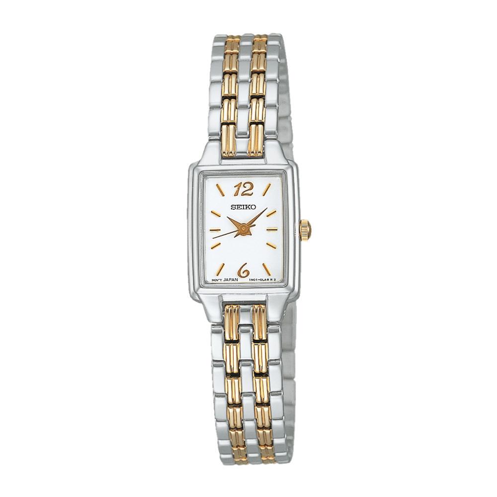 Seiko SXGL59 White Dial Gold Silver Two-tone Stainless Steel Dress Square Watch