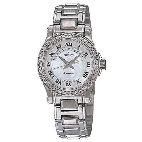 Seiko Women`s Quartz Mother of Pearl Dial Stainless Steel Watch SXD773 - Dial: White, Band: Silver, Bezel: Silver, White