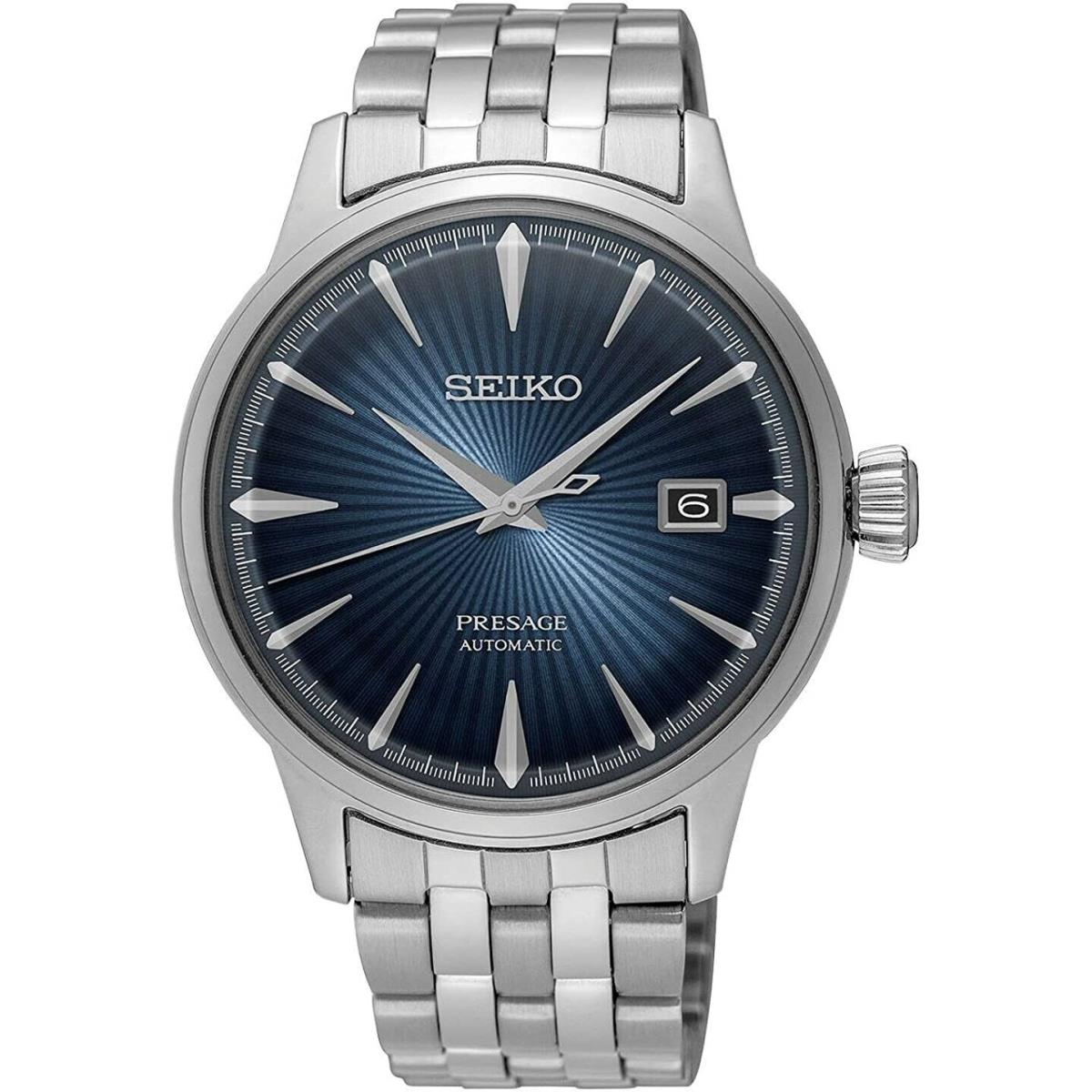 Seiko SRPB41 Men`s Presage Cocktail Bluemoon Automatic Watch Stainless Steel